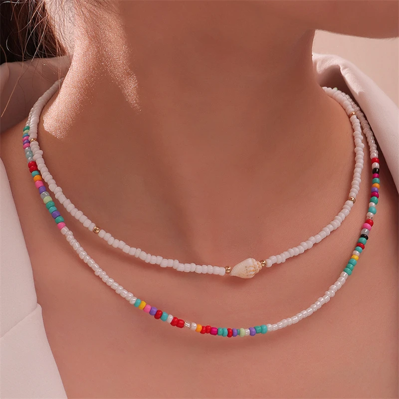 New Bohemian Trend Color Rice Beads Beaded Shell Stacked Necklace Fashion Women's Party Jewelry Accessories Gift 
New Bohemian Trend Color Rice Beads Beaded Shell Stacked Necklace Fashion Women's Party Jewelry Accessories Gift