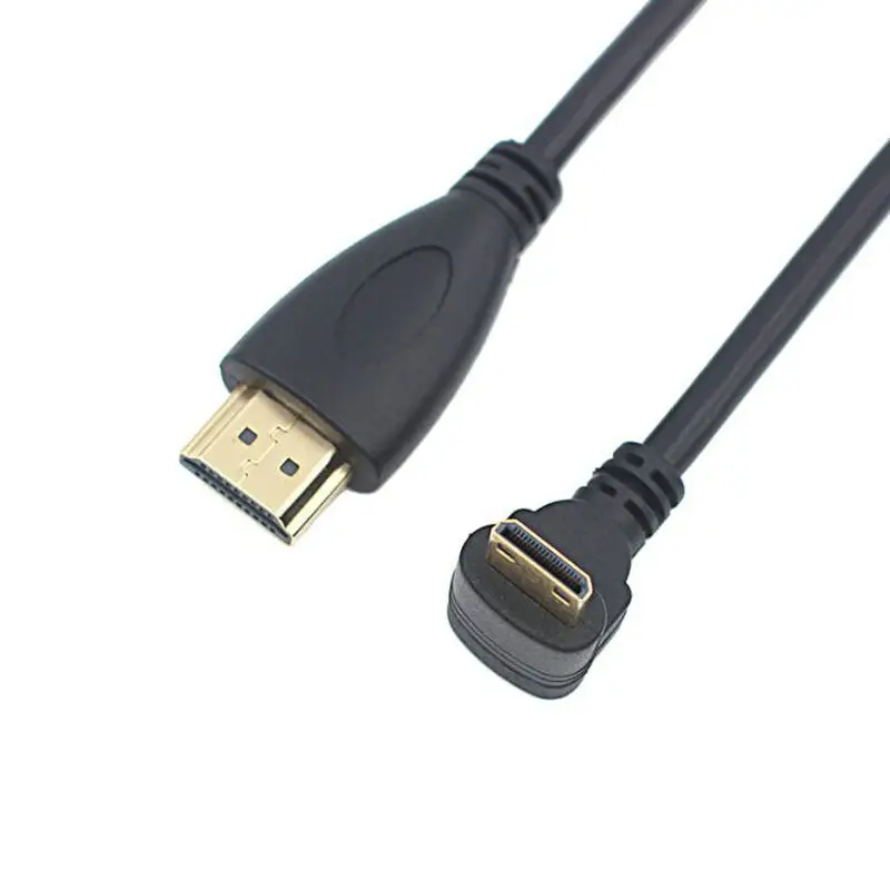 

90 Degree Mini HDMI-compatible Angle Male to HDMI-compatible Male Cable For HDTV 1080p PS3 Evo HTC Vedio Goldpalted 0.5m