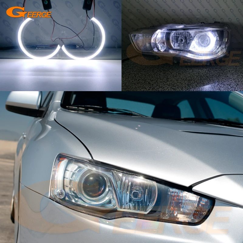Отличный ультра яркий дневной светильник COB led angel eyes halo Кольца для Mitsubishi lancer 10 X EVO