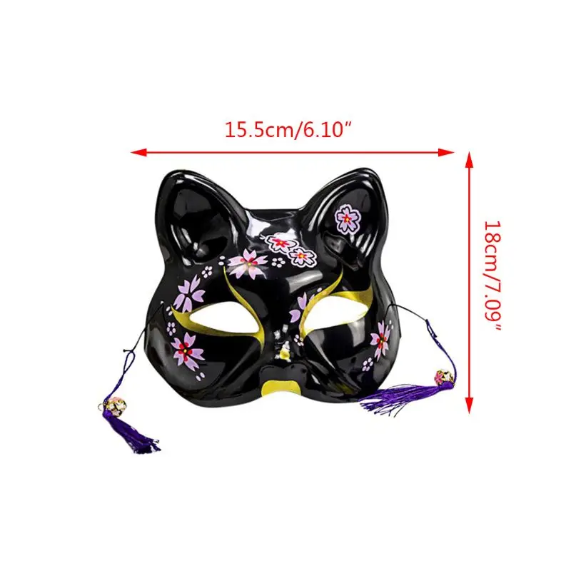 5 Colors Japanese Animal Cat Half Face Mask with Tassels Small Bells Hand-Painted Cosplay Anime Masquerade Party Dress Up Props
5 Colors Japanese Animal Cat Half Face Mask with Tassels Small Bells Hand-Painted Cosplay Anime Masquerade Party Dress Up Props