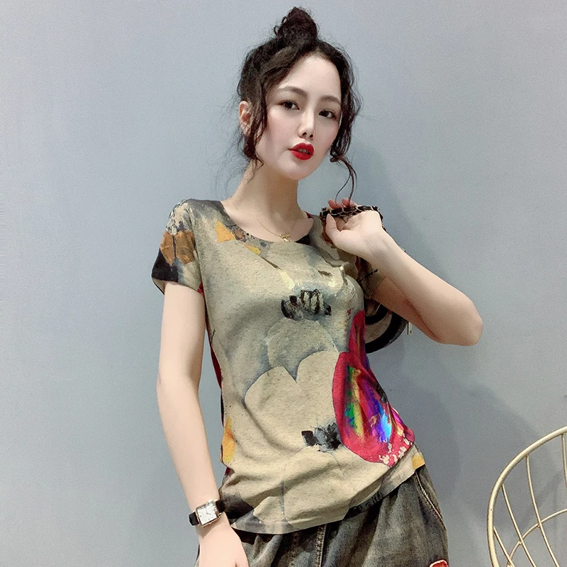 Make summer wear the new hot stamping fashion printing short sleeve render unlined upper garment of a T-shirt with short sleeves
Make summer wear the new hot stamping fashion printing short sleeve render unlined upper garment of a T-shirt with short sleeves