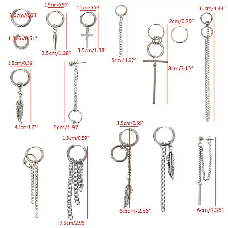 12 Pairs Titanium Steel Statement Korean Cross Feather Chain Drop Earrings Set E56A
12 Pairs Titanium Steel Statement Korean Cross Feather Chain Drop Earrings Set E56A