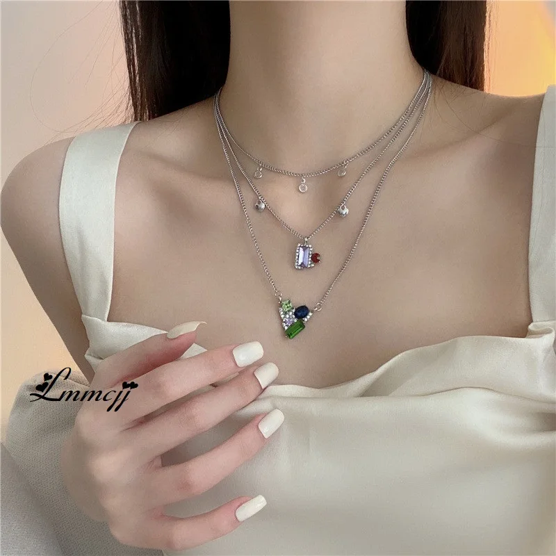 Lmmcjj Crystal Colored Diamond Multi-layer Necklace Design Sense Three-layered Clavicle Chain For Women Fashion Jewelry Ins Gift
Lmmcjj Crystal Colored Diamond Multi-layer Necklace Design Sense Three-layered Clavicle Chain For Women Fashion Jewelry Ins Gift