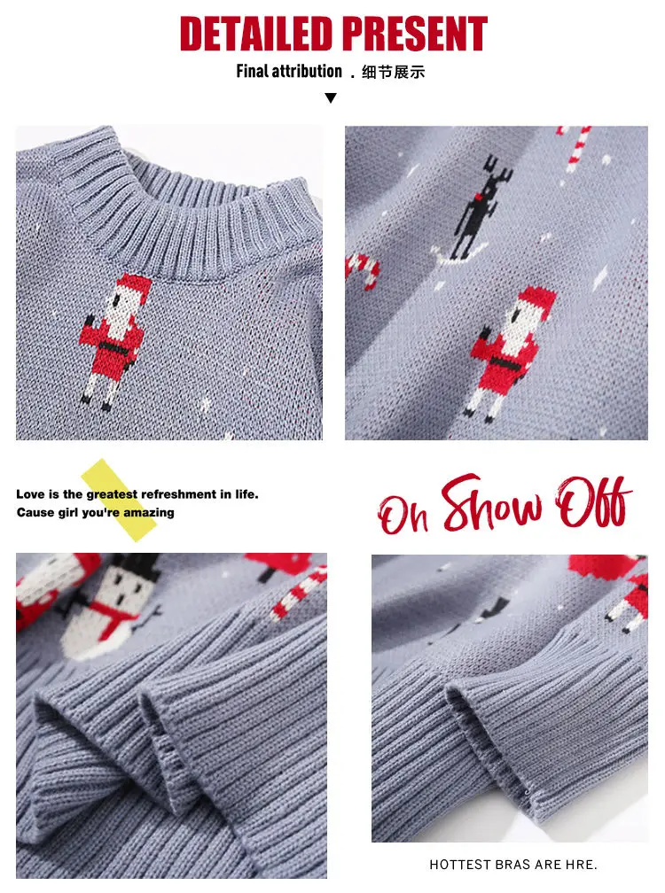 Men's Christmas Sweater 2021 Japanese Style Santa Claus Pattern Knitted O Neck Pullovers Loose Style Couple Christmas Sweater
Men's Christmas Sweater 2021 Japanese Style Santa Claus Pattern Knitted O Neck Pullovers Loose Style Couple Christmas Sweater