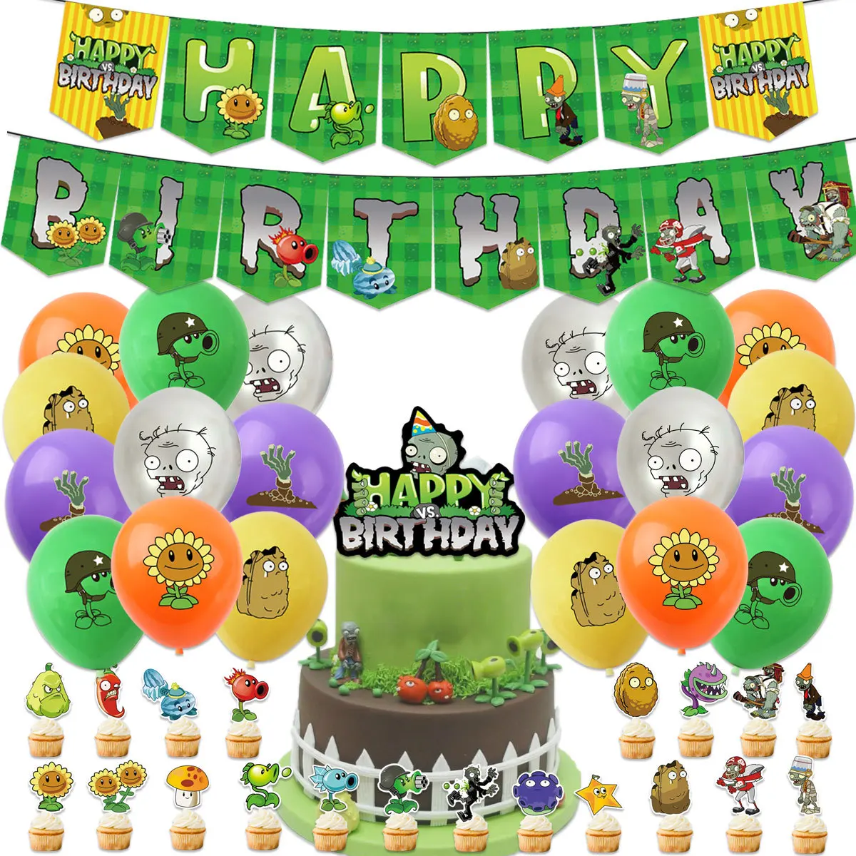 С изображением героев Plants VS Zombies латексные воздушные шары на день рождения