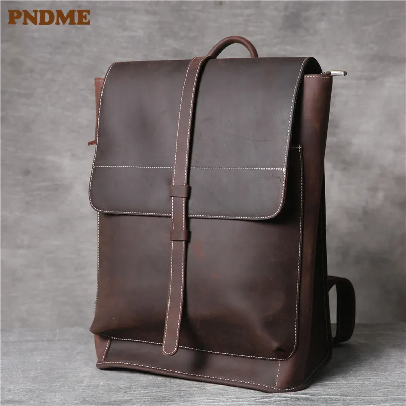 PNDME simple vintage genuine leather men's backpack casual high quality crazy horse cowhide women's outdoor travel work bookbag
PNDME simple vintage genuine leather men's backpack casual high quality crazy horse cowhide women's outdoor travel work bookbag