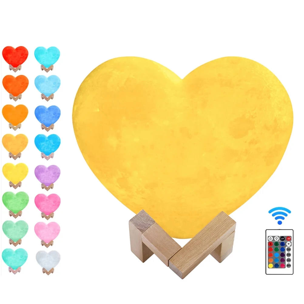 16 Colors 3D Print Heart Shaped LED Lamp Night Light Rechargeable Color Change Tough Light Lamp Child Lights Night Lamp for Home
16 Colors 3D Print Heart Shaped LED Lamp Night Light Rechargeable Color Change Tough Light Lamp Child Lights Night Lamp for Home