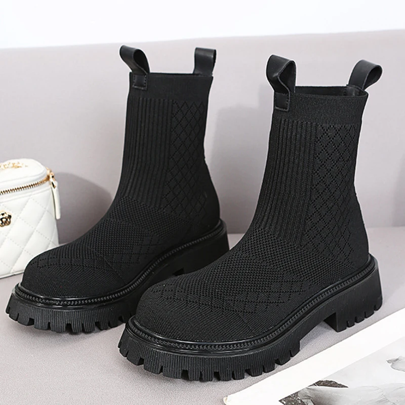 Knit Detail Slip on Women Sock Boots 2021 Autumn Stretch Fabrics Size 43 Thick Bottom Short Boots Casual Women Ankle Boots
Knit Detail Slip on Women Sock Boots 2021 Autumn Stretch Fabrics Size 43 Thick Bottom Short Boots Casual Women Ankle Boots