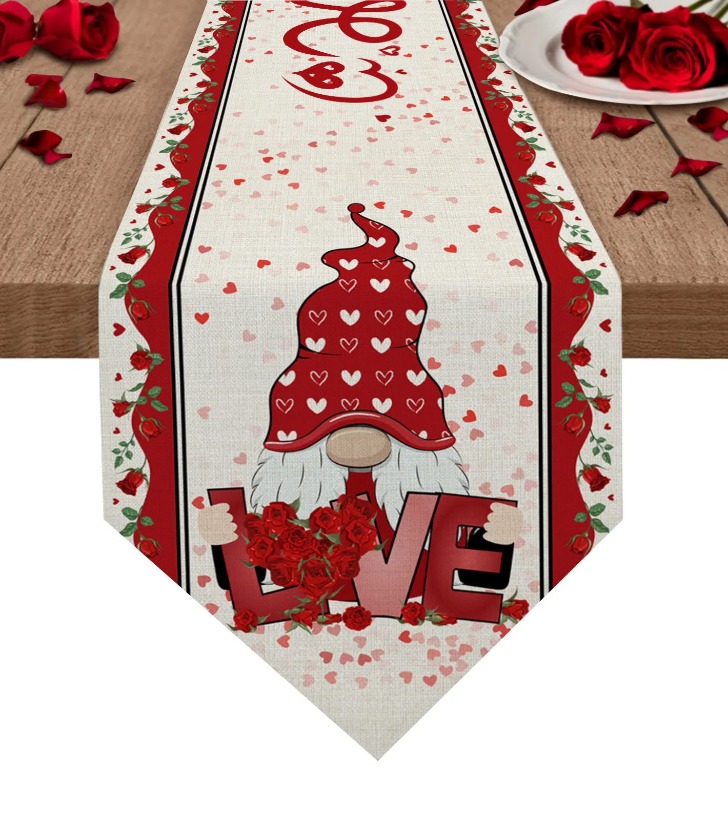 Valentine Rose Gnome Table Runner Wedding Party Tablecloth Coffee Dinning Table Decoration Table Runner
Valentine Rose Gnome Table Runner Wedding Party Tablecloth Coffee Dinning Table Decoration Table Runner