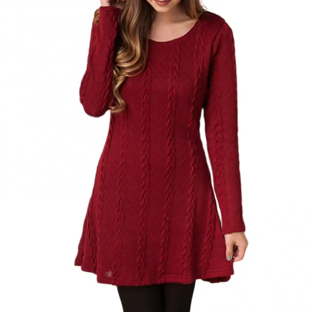 Women Autumn Dresses Solid Color Casual Long Sleeve O Neck Twist Knitted A-Line Sweater Dress Fashion Elegant Dresses
Women Autumn Dresses Solid Color Casual Long Sleeve O Neck Twist Knitted A-Line Sweater Dress Fashion Elegant Dresses