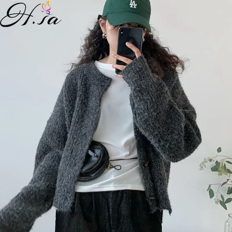 H.sa Fall 2021 New Solid Winter Cardigans Slimming Elegance Retro Korean Style Knitted Cardigan Sweater Coat for Women
H.sa Fall 2021 New Solid Winter Cardigans Slimming Elegance Retro Korean Style Knitted Cardigan Sweater Coat for Women
