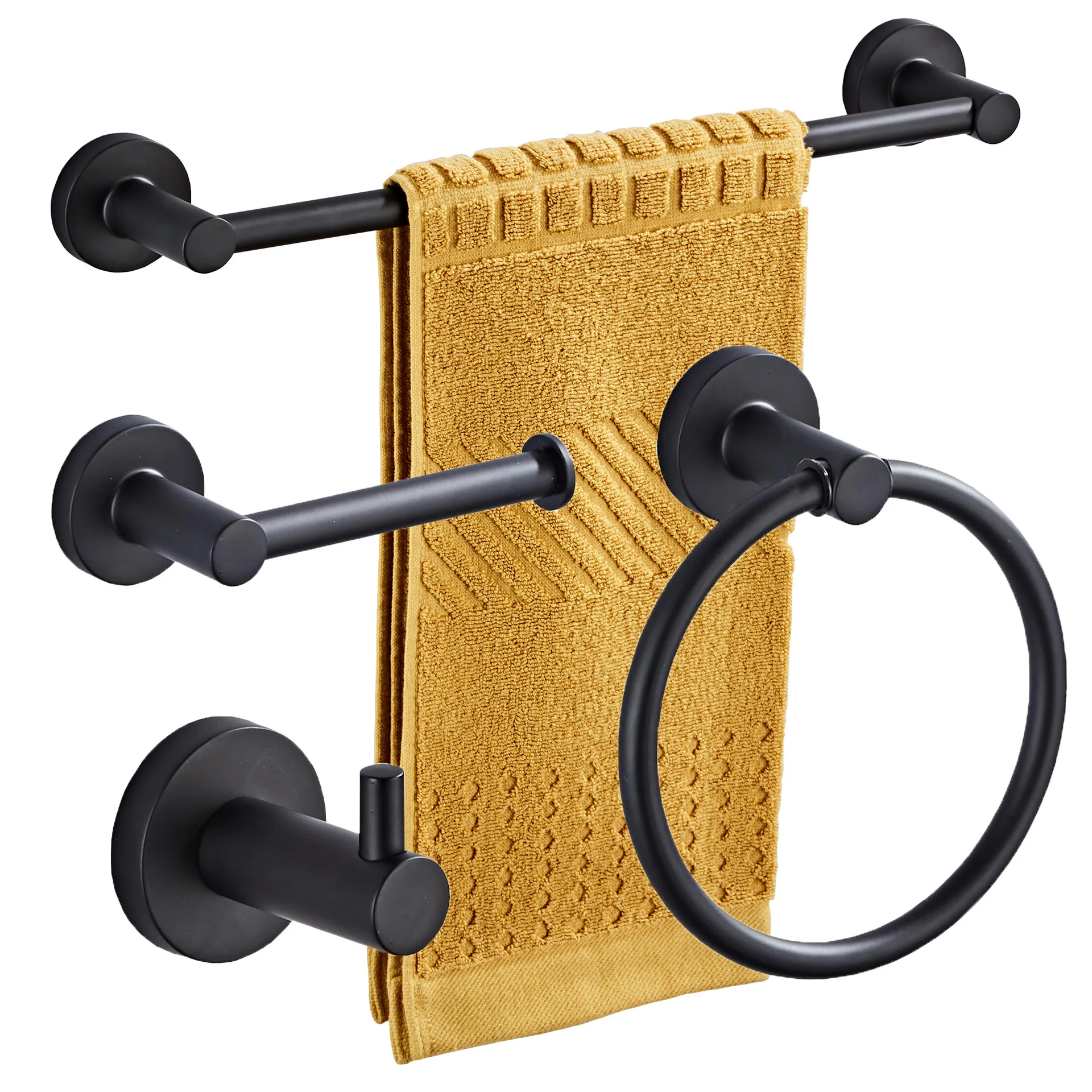 Bathroom Hardware Set Black Towel Bar Towel Ring Toilet Paper Holder Robe Hook Bathroom Accessories
Bathroom Hardware Set Black Towel Bar Towel Ring Toilet Paper Holder Robe Hook Bathroom Accessories