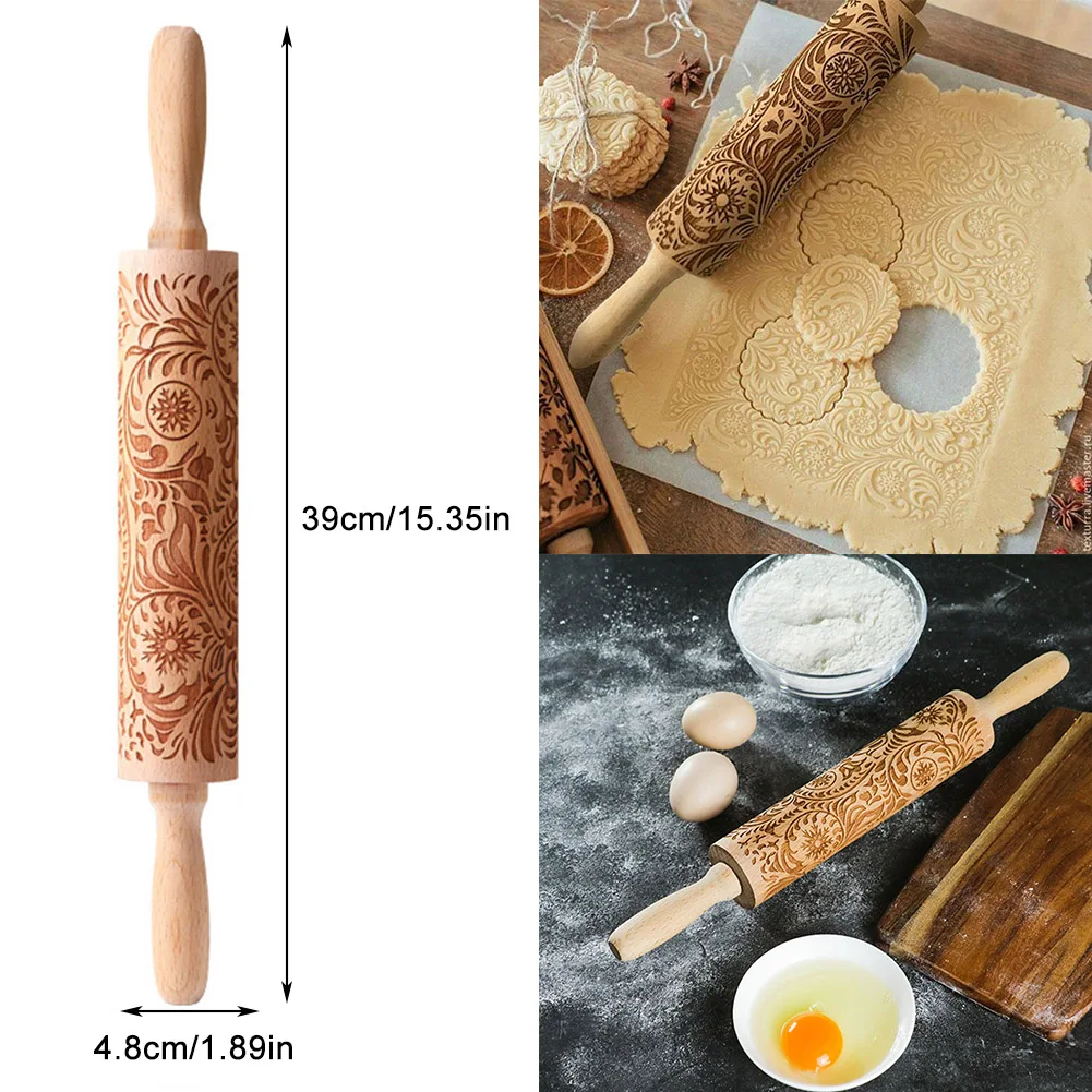 Wooden Rolling Pin 39 Inch Christmas Rolling Pin Engraved Embossed Cake Caking Tool for Kitchen
Wooden Rolling Pin 39 Inch Christmas Rolling Pin Engraved Embossed Cake Caking Tool for Kitchen