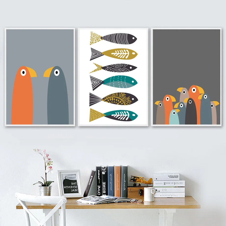 Cartoon Colorful Standing Bird Flock Abstract Line Fish Canvas Painting Cute Wall Art Pictures Baby Kid's Room Home Decoration
Cartoon Colorful Standing Bird Flock Abstract Line Fish Canvas Painting Cute Wall Art Pictures Baby Kid's Room Home Decoration