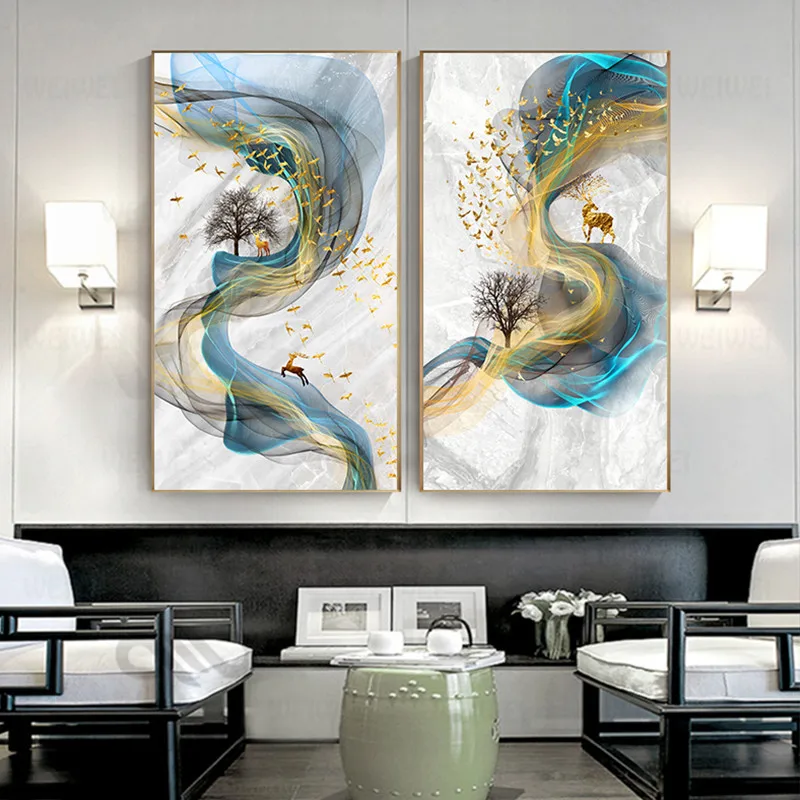 Abstract Golden Deer Painting Tableaux Big Size Poster Blue Print Gold Wall Art Picture F Living Room Modern Cuadros Canvas Art
Abstract Golden Deer Painting Tableaux Big Size Poster Blue Print Gold Wall Art Picture F Living Room Modern Cuadros Canvas Art