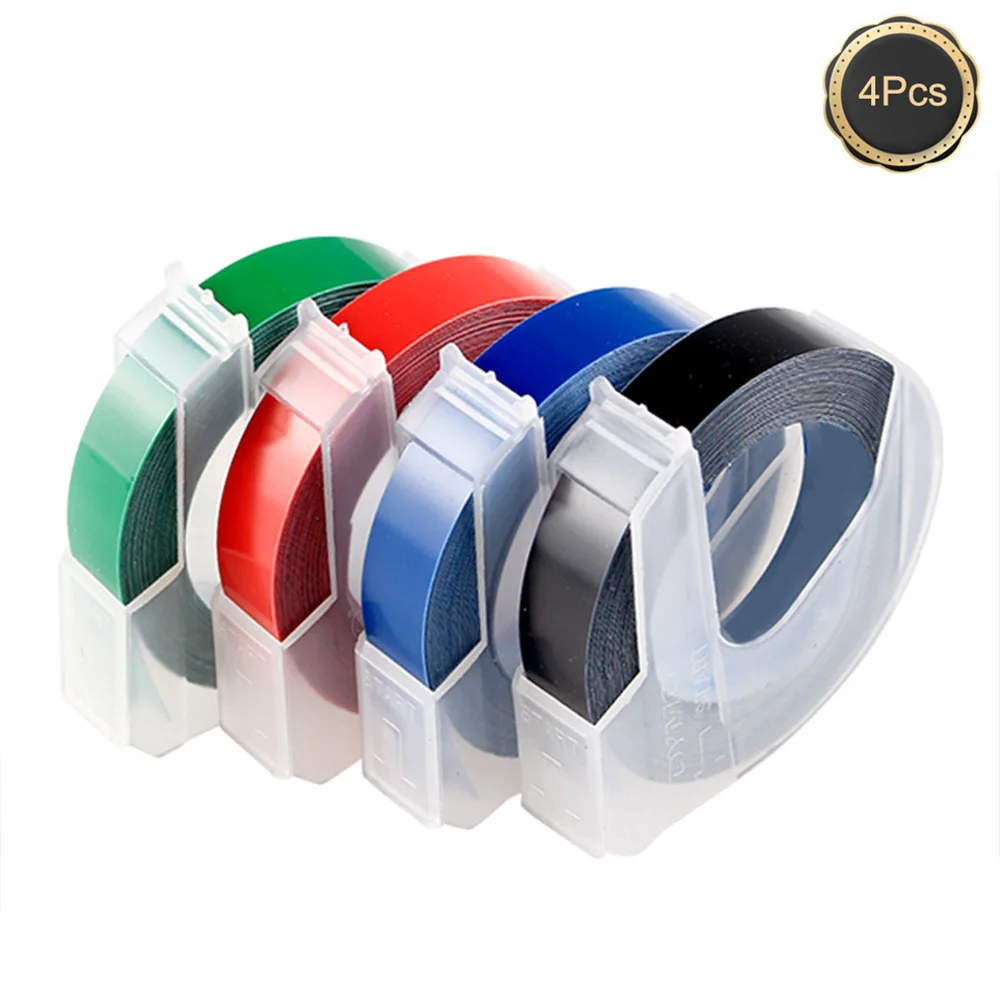 4Pcs/lot 9MM 3D Plastic Embossing Tape for Embossing Label Maker PVC LABEL DYMO 1610 12965 1880 1540 Motex E101 Printer
4Pcs/lot 9MM 3D Plastic Embossing Tape for Embossing Label Maker PVC LABEL DYMO 1610 12965 1880 1540 Motex E101 Printer