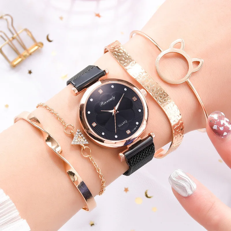 Luxury Magnet Buckle Flower Diamond Watch Fashion 5 Women's Watch Women's Quartz Watch Bracelet Set
Luxury Magnet Buckle Flower Diamond Watch Fashion 5 Women's Watch Women's Quartz Watch Bracelet Set