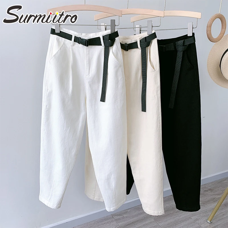 SURMIITRO Korean Mom Jeans Women With Belt 2021 Spring Autumn Denim Harem Pants Female High Waist Boyfrind Jeans White Black
SURMIITRO Korean Mom Jeans Women With Belt 2021 Spring Autumn Denim Harem Pants Female High Waist Boyfrind Jeans White Black