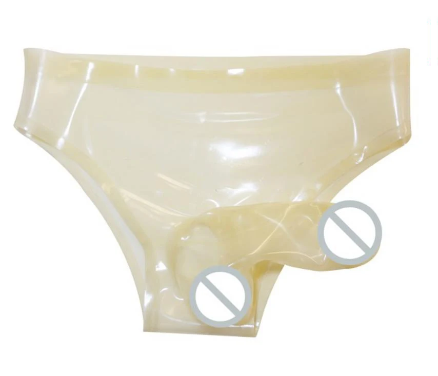 Сексуальные прозрачные латексные трусы с презервативом резиновое нижнее белье