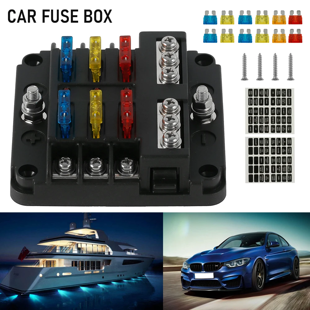 Plastic Cover 6 Ways Blade Fuse Block 12V 32V Fuse Box Holder M5 Stud With LED Indicator Light For Auto Car Marine
Plastic Cover 6 Ways Blade Fuse Block 12V 32V Fuse Box Holder M5 Stud With LED Indicator Light For Auto Car Marine
