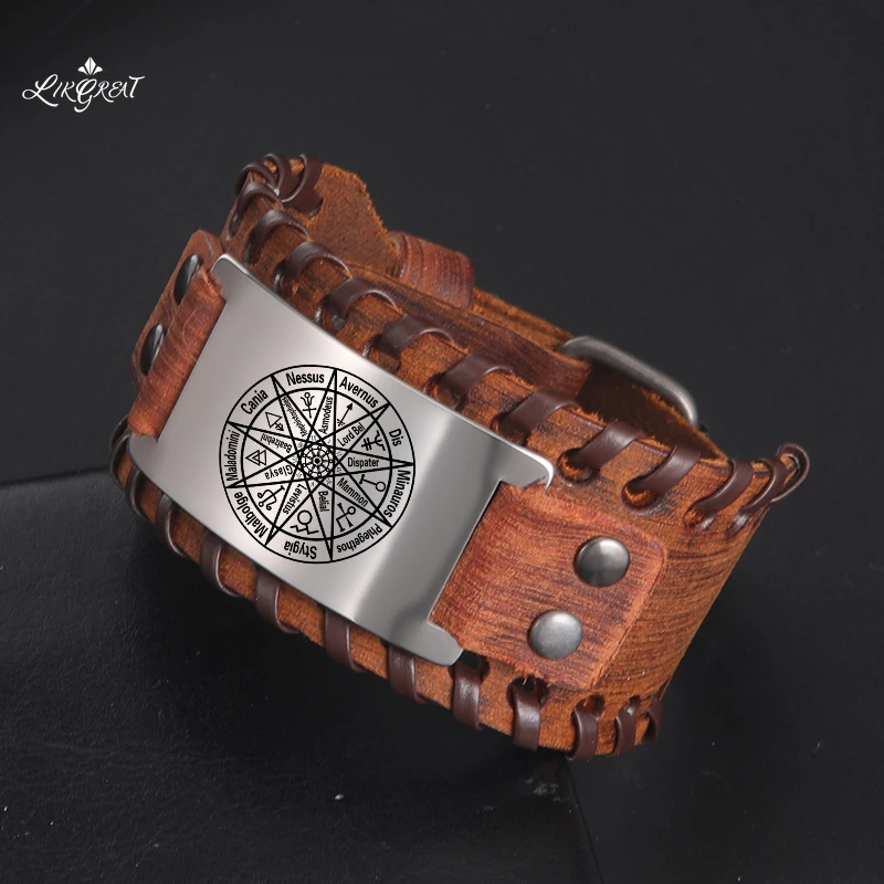 2021 Nine Hells and Layer Rulers Charm Men's Wide Leather Wrap Bracelets Solomon Talisman Viking Bangles Punk Rock Men Jewelry
2021 Nine Hells and Layer Rulers Charm Men's Wide Leather Wrap Bracelets Solomon Talisman Viking Bangles Punk Rock Men Jewelry