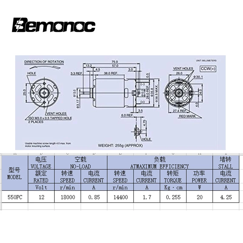 Bemonoc 550 Small Electric PMDC 12V DC Motor 18000 RPM High Speed DC Micro Motor 550 Power Tool
Bemonoc 550 Small Electric PMDC 12V DC Motor 18000 RPM High Speed DC Micro Motor 550 Power Tool
