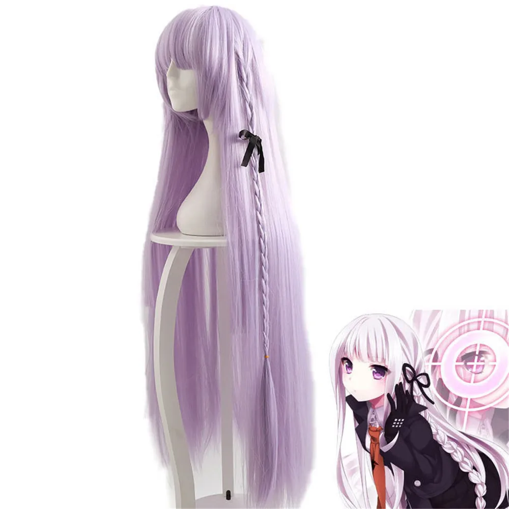 Парик Kirigiri Kyouko для косплея аниме Game Danganronpa: Trigger Happy Havoc фиолетовый длиной 100 см