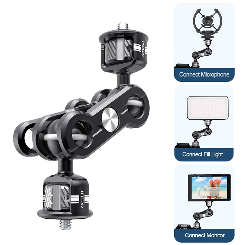 Aluminum Magic Arm Mount Adapter Double Ball Head Extended Bracket With 1/4'' Screw Steering Stand For Sony Canon Nikon Camera
Aluminum Magic Arm Mount Adapter Double Ball Head Extended Bracket With 1/4'' Screw Steering Stand For Sony Canon Nikon Camera