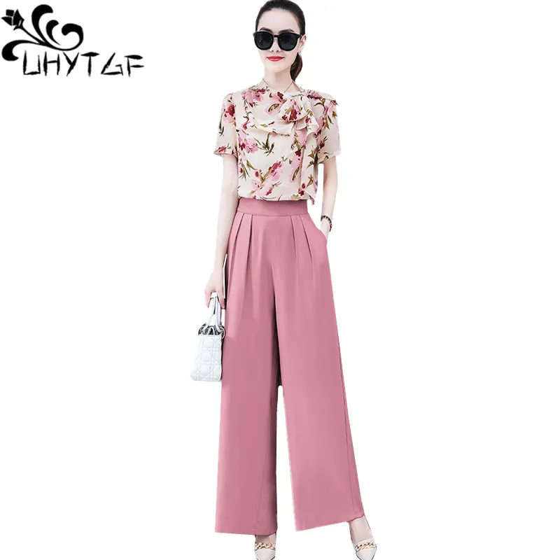 UHYTGF Fashion summer two peice set womens chiffon thin printing top+wide-leg pants suit Female elegant plus size tracksuit 1173
UHYTGF Fashion summer two peice set womens chiffon thin printing top+wide-leg pants suit Female elegant plus size tracksuit 1173