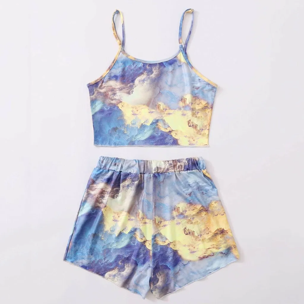 2020 Women Casual Print Strap Round Neck Cami And Strap Bow Shorts Set Loose Plus Size Comfortable Women's Clothing
2020 Women Casual Print Strap Round Neck Cami And Strap Bow Shorts Set Loose Plus Size Comfortable Women's Clothing