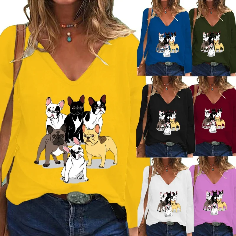 New Style Women's Autumn V-neck Casual Fashion Solid Color Long Sleeve Cartoon Print T-shirt Loose Blouse Tops XS-5XL
New Style Women's Autumn V-neck Casual Fashion Solid Color Long Sleeve Cartoon Print T-shirt Loose Blouse Tops XS-5XL