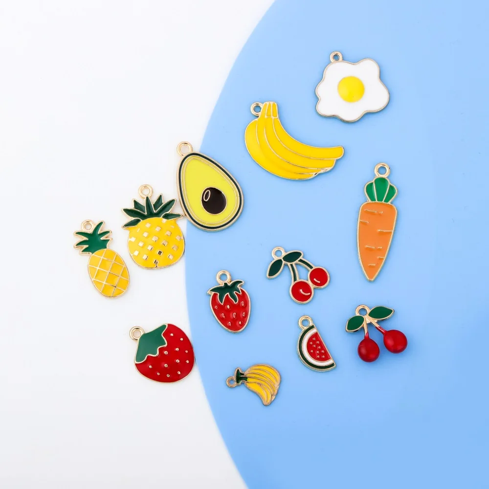 10pcs Enamel Metal Fruit Charms Pendant Banana Cherry Small Charms For DIY Necklace Bracelet Keychain Jewelry Making Accessories
10pcs Enamel Metal Fruit Charms Pendant Banana Cherry Small Charms For DIY Necklace Bracelet Keychain Jewelry Making Accessories