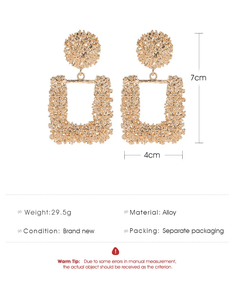 2021 Trend New Fashion Punk Exaggerated Geometric Metal Irregular Large Square Female Earrings Golden Rose Gold Jewelry Gift
2021 Trend New Fashion Punk Exaggerated Geometric Metal Irregular Large Square Female Earrings Golden Rose Gold Jewelry Gift