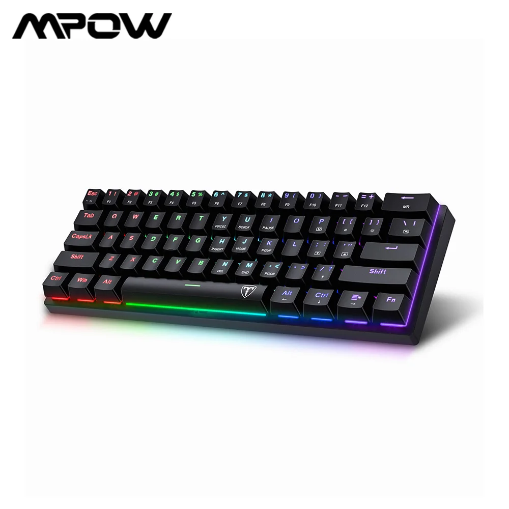 MPOW PC356 RGB USB мини Механическая игровая клавиатура синий переключатель 61 клавиши проводной съемный кабель, портативный для путешествий
MPOW PC356 RGB USB мини Механическая игровая клавиатура синий переключатель 61 клавиши проводной съемный кабель, портативный для путешествий