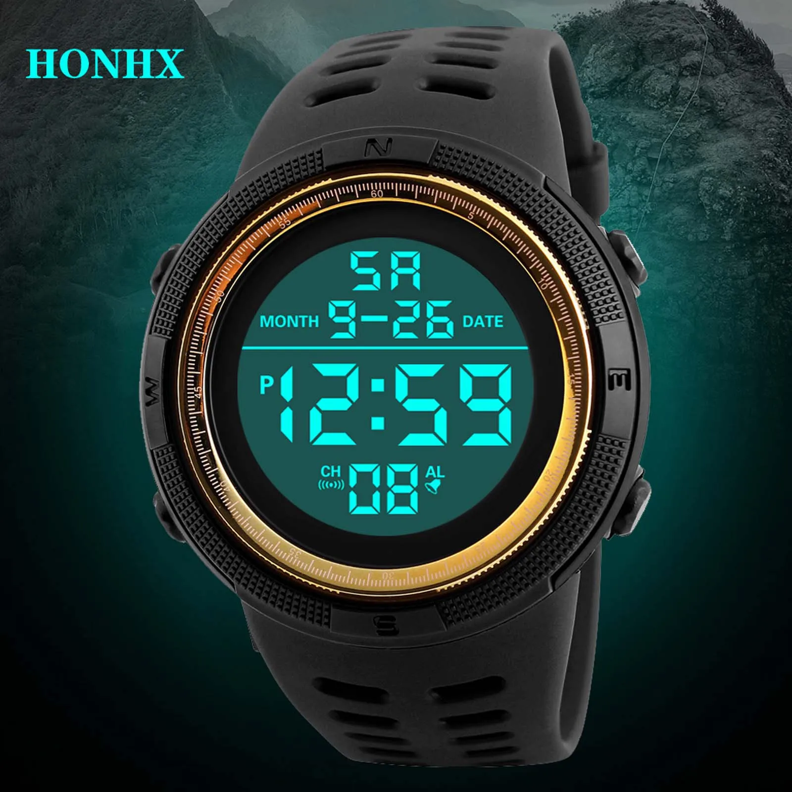 HONHX роскошный Мужские цифровые светодиодные часы Дата спортивные мужские
