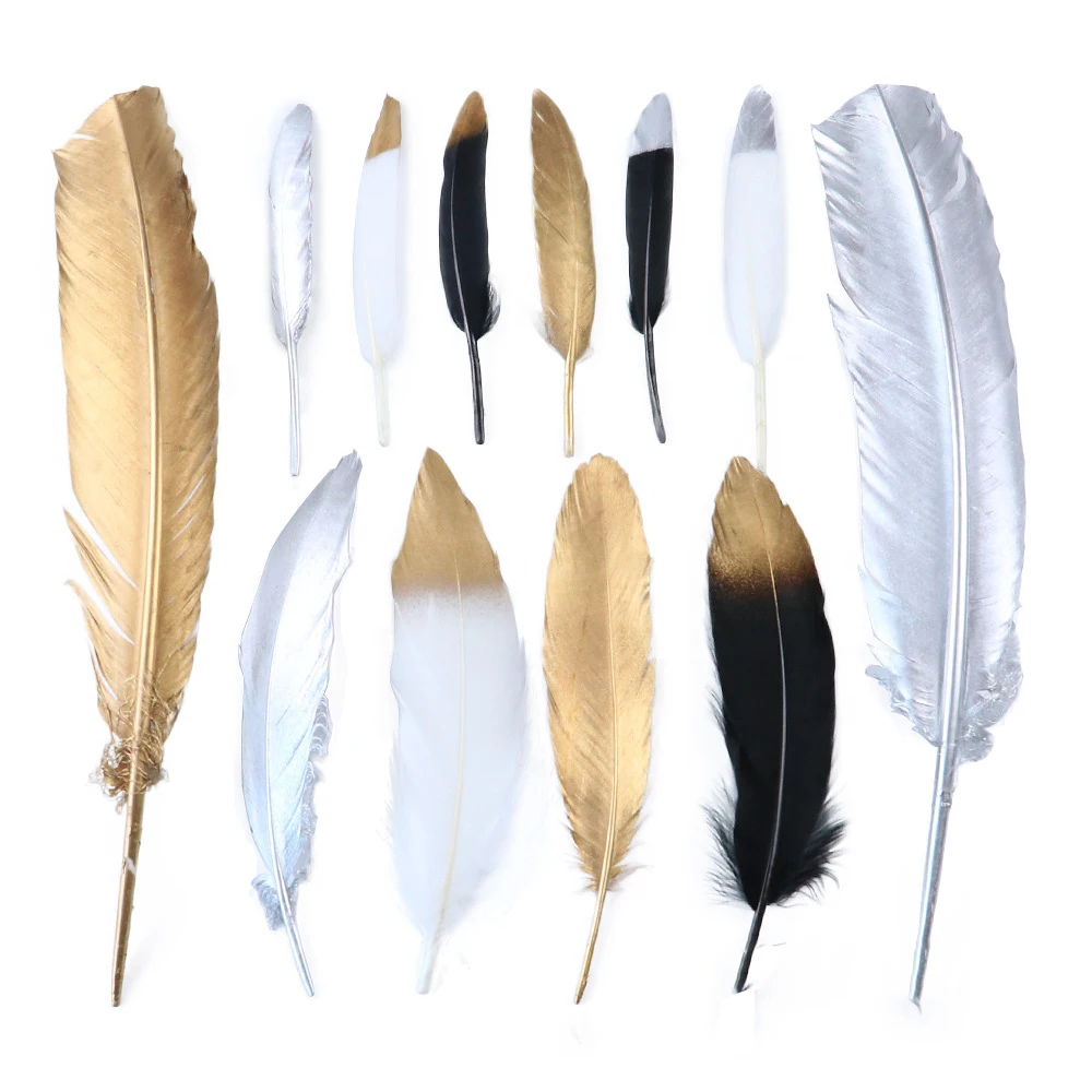 Total Gold And Silver Feathers Goose Feather For Handmade DIY Crafts Golden Feather Shooting Props Plume juju Hat Decoration
Total Gold And Silver Feathers Goose Feather For Handmade DIY Crafts Golden Feather Shooting Props Plume juju Hat Decoration