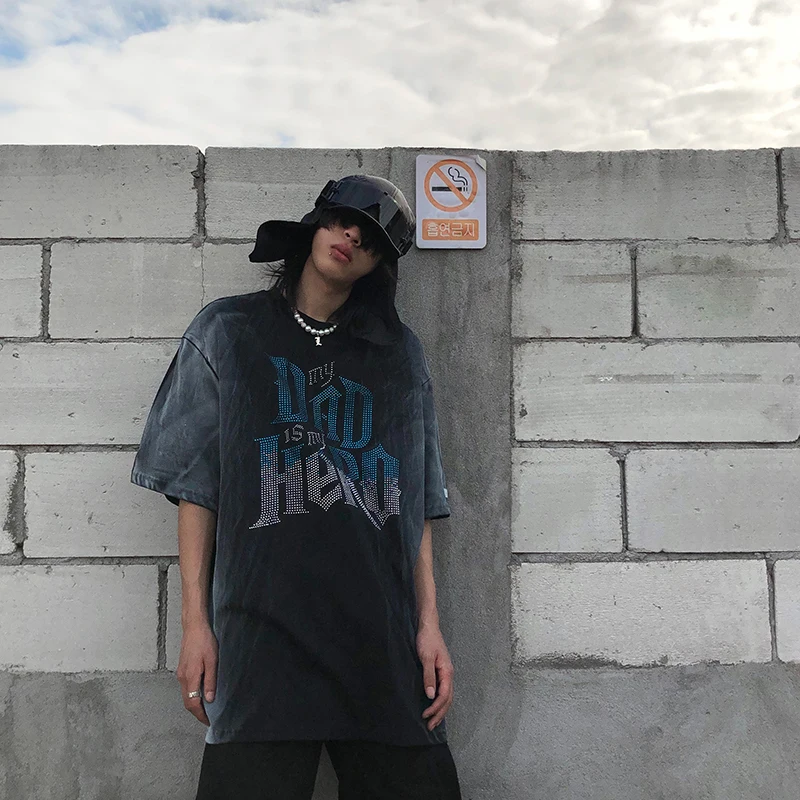 Retro hot drill short sleeve t-shirts men's fashion over size high street tie dye top TEES
Retro hot drill short sleeve t-shirts men's fashion over size high street tie dye top TEES