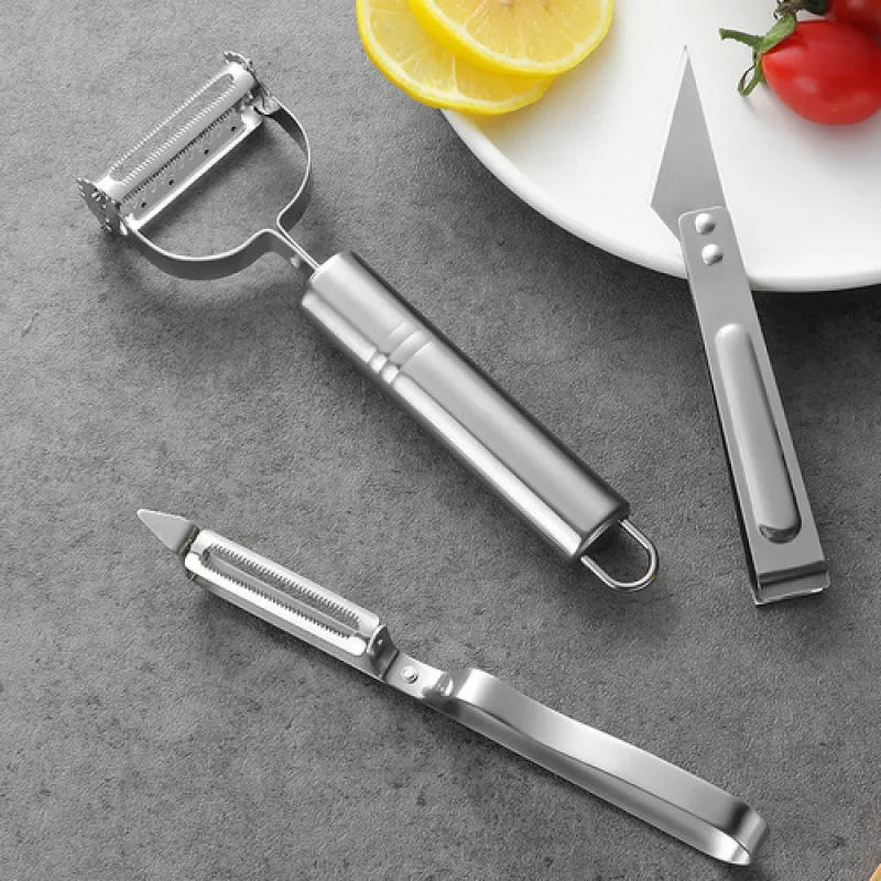 Stainless Steel Kitchen Gadgets Peeling Knife Potatoes Melon Planing Duck Hair Clip Fruit Peeling Kitchen Three-piece Set
Stainless Steel Kitchen Gadgets Peeling Knife Potatoes Melon Planing Duck Hair Clip Fruit Peeling Kitchen Three-piece Set