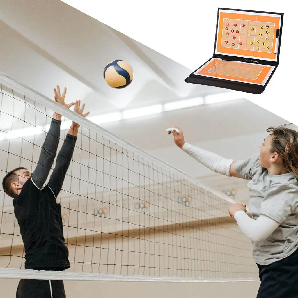 

2-in-1 Volleyball Coaching Clipboard Kit Coaches Board with Dry Erase Strategy Training Aid Volleyball Coaching Board