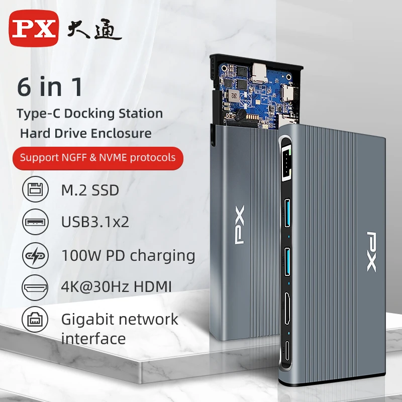 PX USB C 3.1Hub Docking Station to Rj45 LAN Adapter with M.2 NVME NGFF Hard Drive Enclosure for Macbook SSD Case Type-C Hub
PX USB C 3.1Hub Docking Station to Rj45 LAN Adapter with M.2 NVME NGFF Hard Drive Enclosure for Macbook SSD Case Type-C Hub