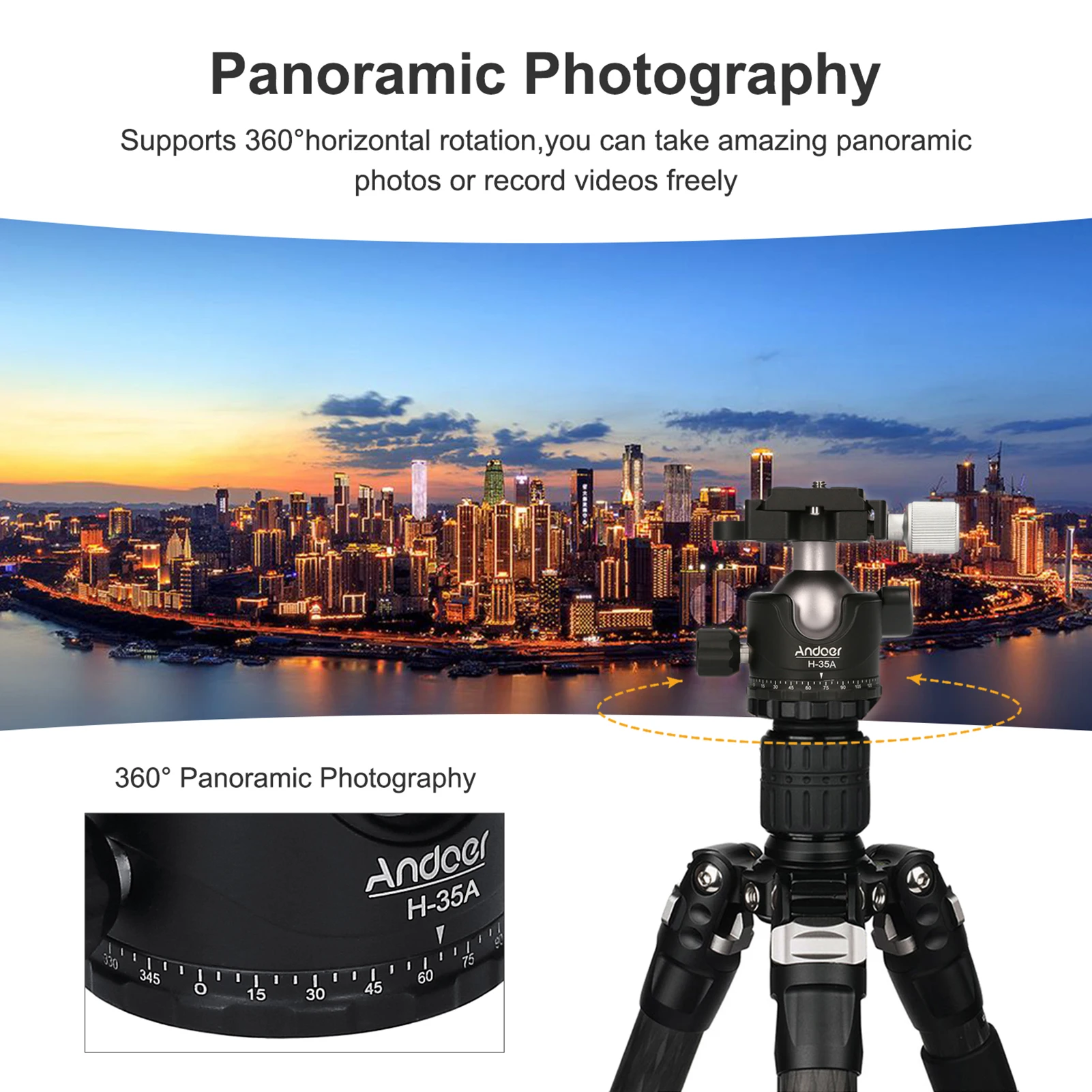 Andoer H-35A Ball Head Tripod Mount Adapter Ball Head U-Groove Low Gravity Center Aluminium Alloy for Photography Ball Head
Andoer H-35A Ball Head Tripod Mount Adapter Ball Head U-Groove Low Gravity Center Aluminium Alloy for Photography Ball Head