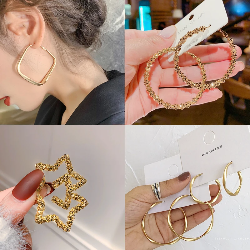 New Fashion Circle Hoop Earring 2020 Big Geometric Round Heart Gold Color Earrings For Women Drop Earring Modern Female Jewelry 
New Fashion Circle Hoop Earring 2020 Big Geometric Round Heart Gold Color Earrings For Women Drop Earring Modern Female Jewelry
