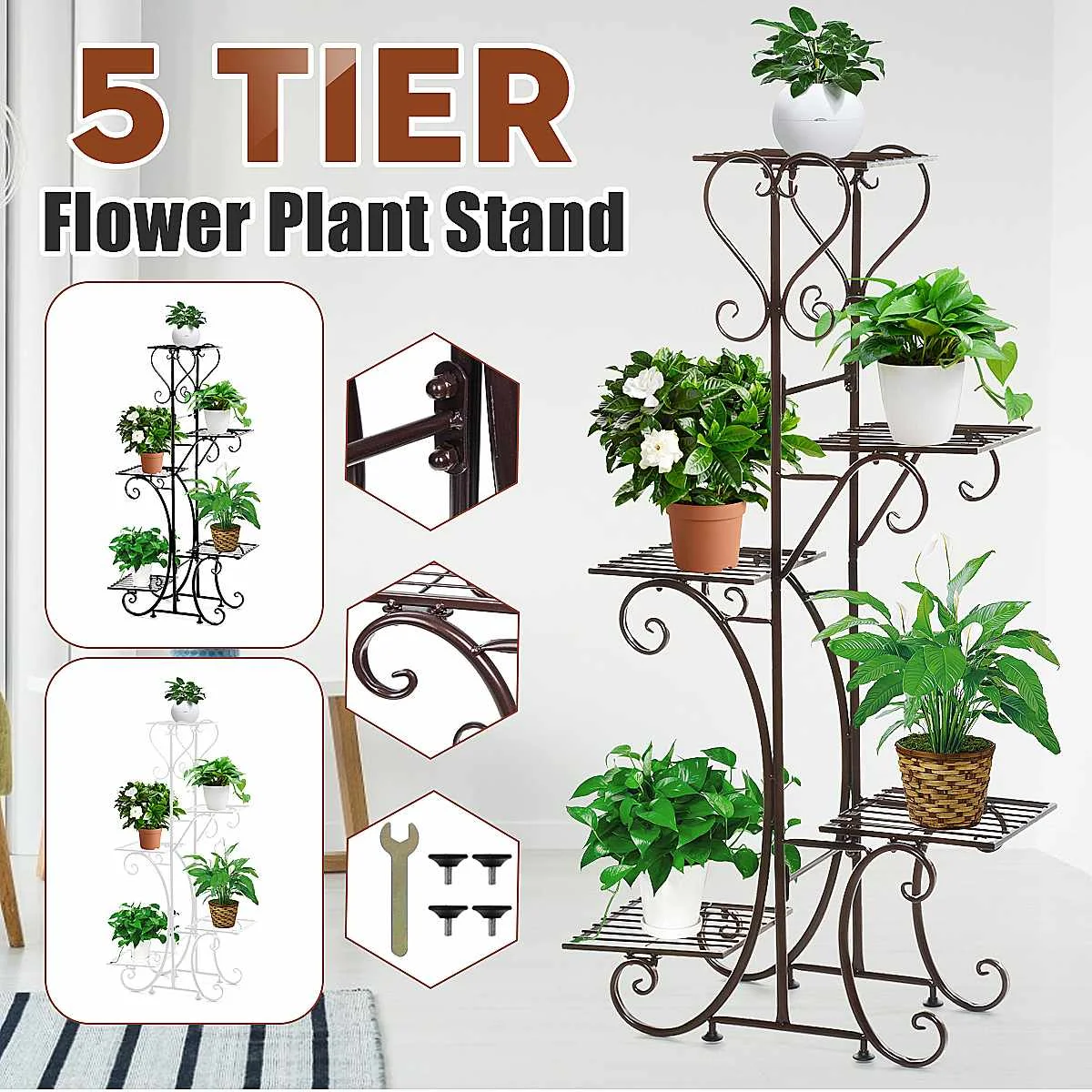 5 Tiers Iron Flower Rack Plant Stand Multi Flower Stand Shelves Bonsai Display Shelf Yard Garden Patio Balcony Pot Plant Stands
5 Tiers Iron Flower Rack Plant Stand Multi Flower Stand Shelves Bonsai Display Shelf Yard Garden Patio Balcony Pot Plant Stands
