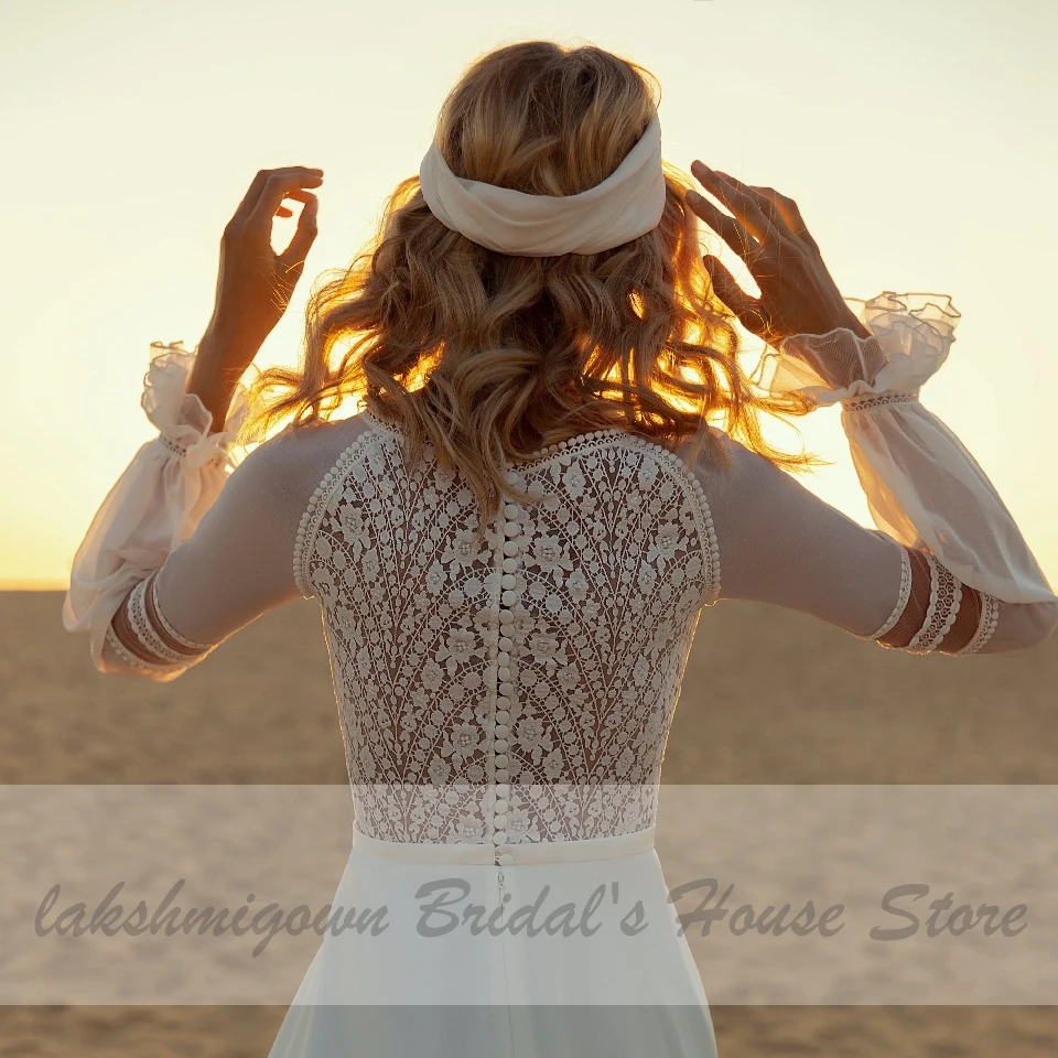Lashmigown Vintage Boho Chiffon Wedding Dress with Puffy Long Sleeves 2021 Robe Femme Lace Illusion Sexy Bridal Wedding Gowns
Lashmigown Vintage Boho Chiffon Wedding Dress with Puffy Long Sleeves 2021 Robe Femme Lace Illusion Sexy Bridal Wedding Gowns