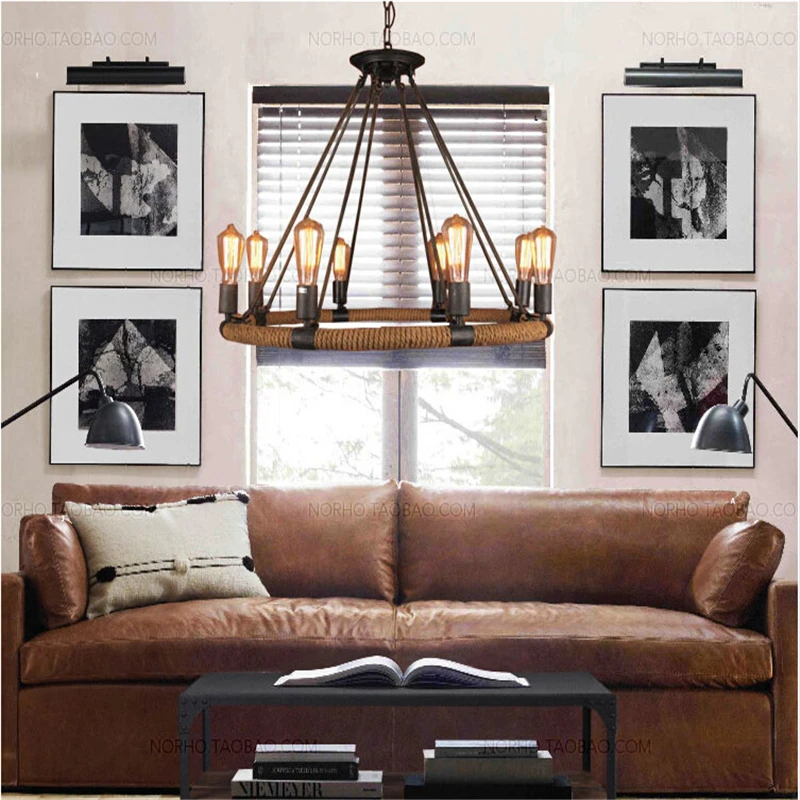 6/8/14 Lights Loft Style Vintage Chandelier Bar Iron Rope Chandelier Coffee Shop Lamp Free Shipping LED Bulbs Cord Pendant E27
6/8/14 Lights Loft Style Vintage Chandelier Bar Iron Rope Chandelier Coffee Shop Lamp Free Shipping LED Bulbs Cord Pendant E27