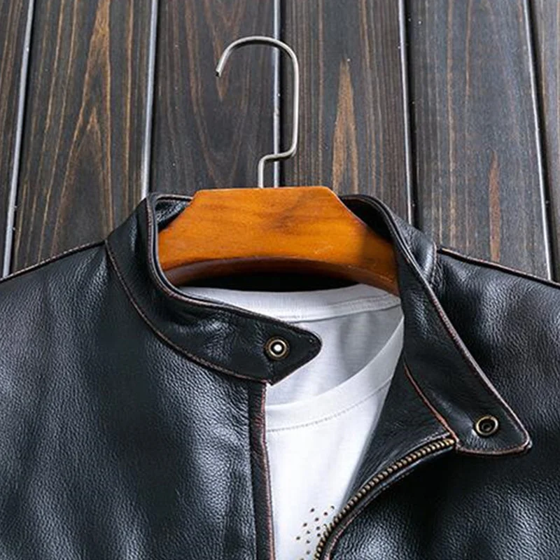 Мужская винтажная мотоциклетная куртка, черная облегающая байкерская куртка из натуральной воловьей кожи размером 6XL, осень 2021
Мужская винтажная мотоциклетная куртка, черная облегающая байкерская куртка из натуральной воловьей кожи размером 6XL, осень 2021