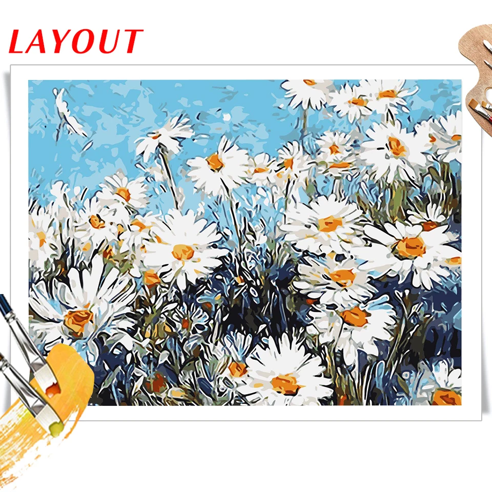 AZQSD масляная краска ing по номерам Цветок окраска ручная Холст Картина Акриловая