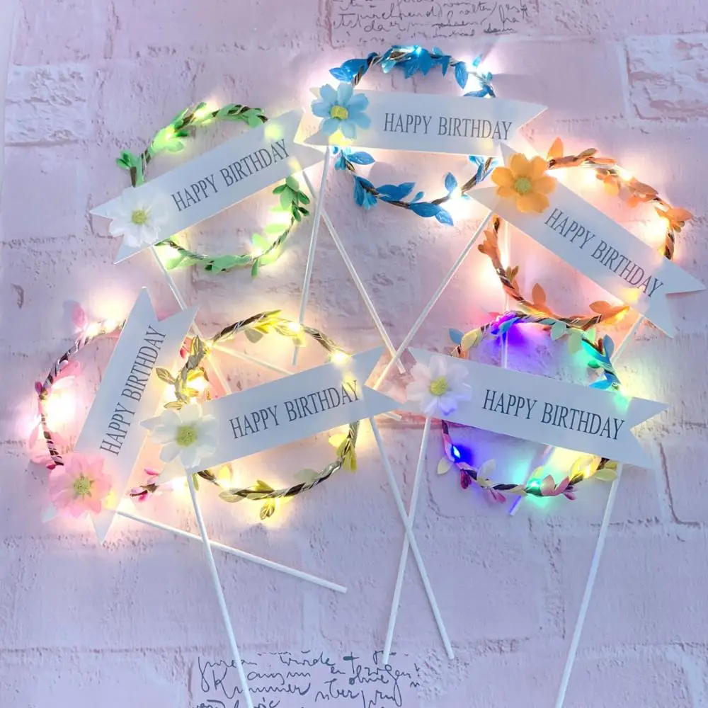High Quality DIY LED Light Up Garland Wreath Baking Decor Cake Toppers Happy Birthday Party Cake Decoration Birthday Surprise
High Quality DIY LED Light Up Garland Wreath Baking Decor Cake Toppers Happy Birthday Party Cake Decoration Birthday Surprise