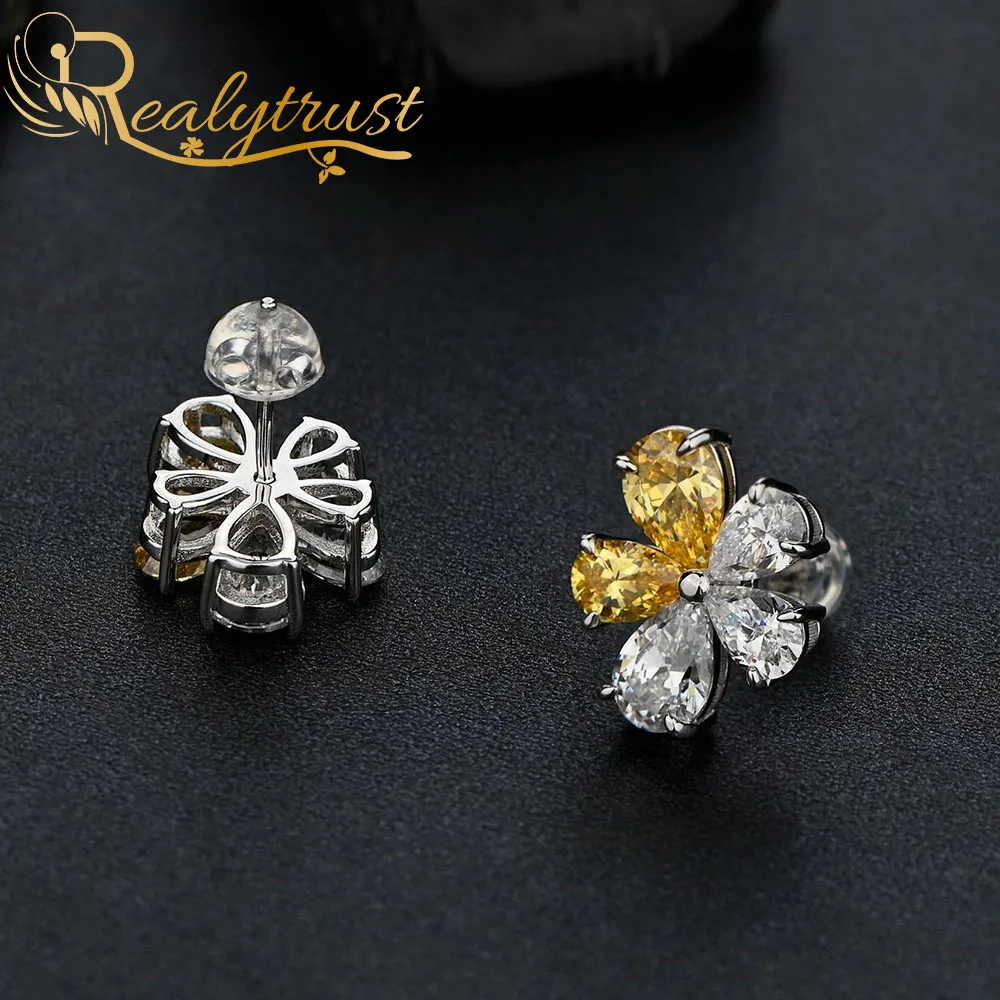 Realytrust Personalized 925 Sterling Silver Flower Stud Earrings with Created Diamond Earrings For Women Wedding Bridal Jewelry
Realytrust Personalized 925 Sterling Silver Flower Stud Earrings with Created Diamond Earrings For Women Wedding Bridal Jewelry