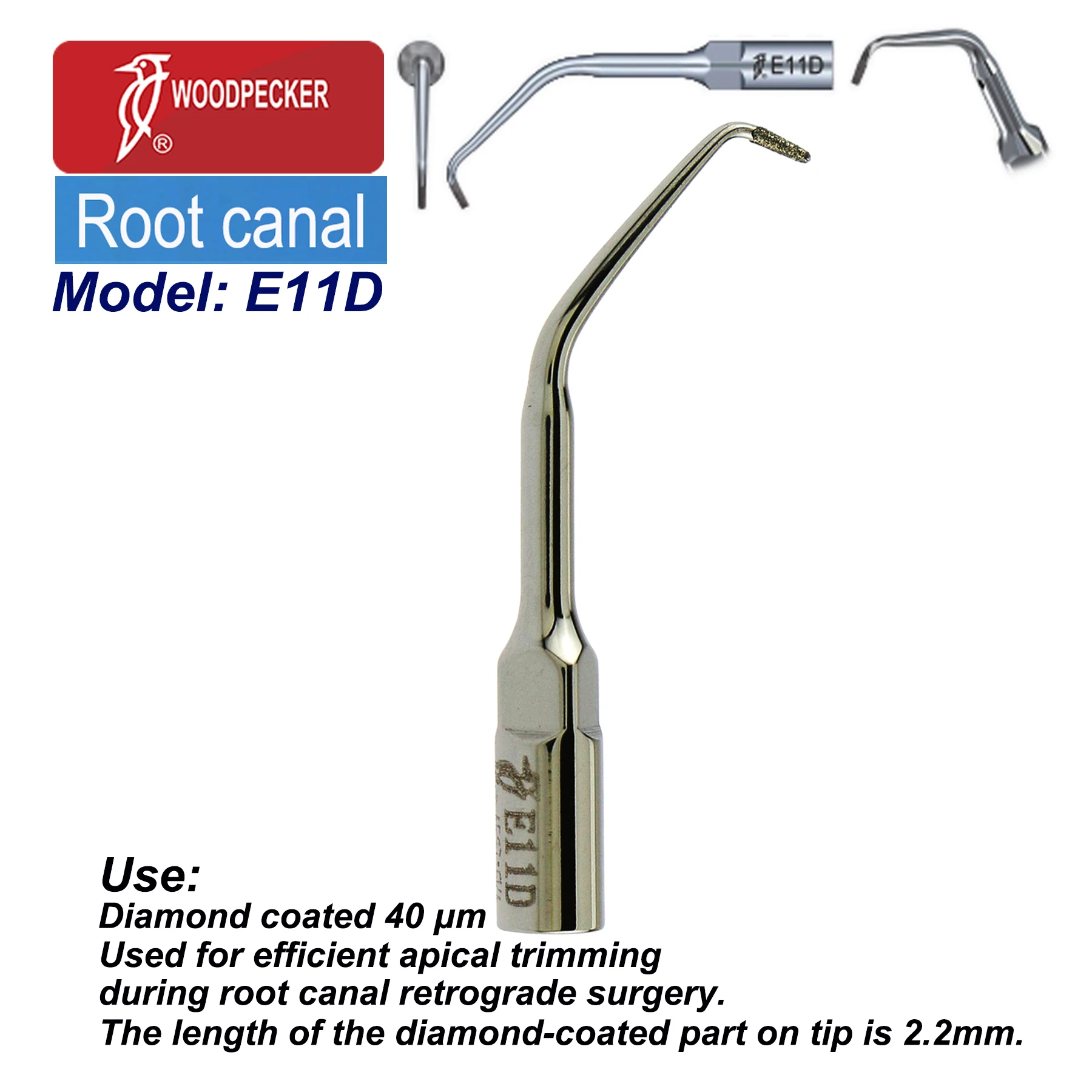 1pcs Woodpecker Dental Ultrasonic Scaler Tips Diamond Coated Root Canal Surgery Efficient Apical Trimming Fit UDS EMS E11D
1pcs Woodpecker Dental Ultrasonic Scaler Tips Diamond Coated Root Canal Surgery Efficient Apical Trimming Fit UDS EMS E11D